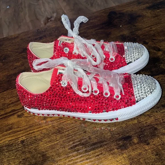 custom made red blinged-out converse - Picture 2 of 9